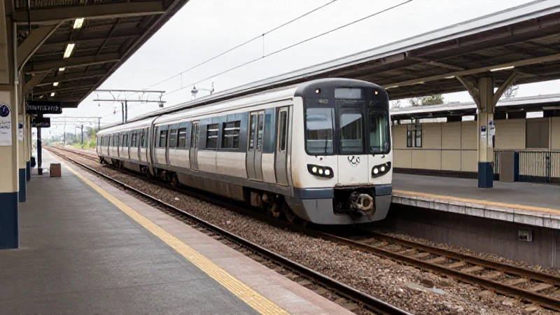 Tren subterráneo en andén, luz natural