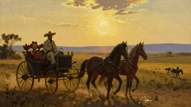 Carruajes mexicanos al atardecer, estilo histórico