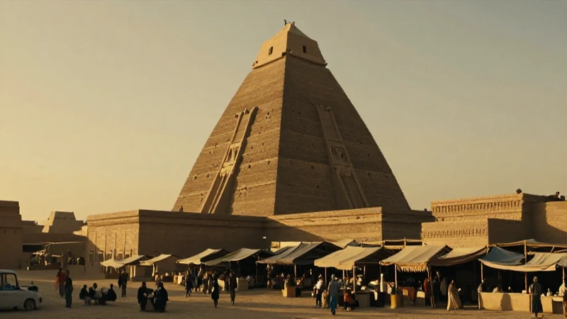Cuál fue la evolución económica de Mesopotamia a lo largo del tiempo 3 Zigurats dorados brillan en el mercado vibrante