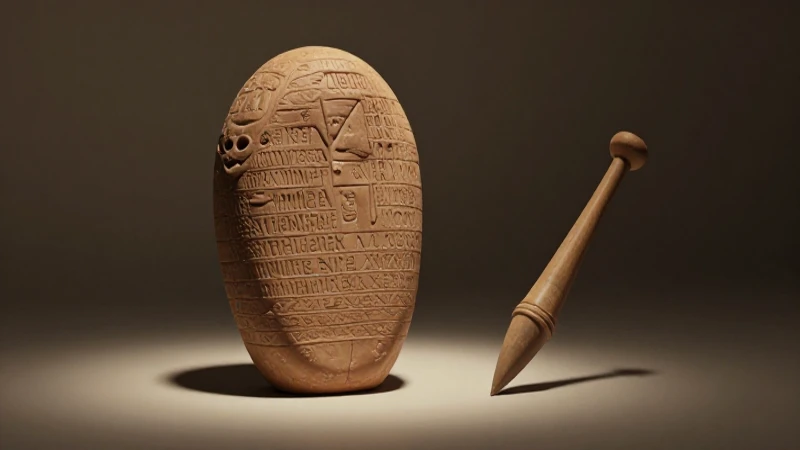 Cuál es la línea del tiempo de la escritura cuneiforme 7 Tableta mesopotámica y estilete bajo luz suave