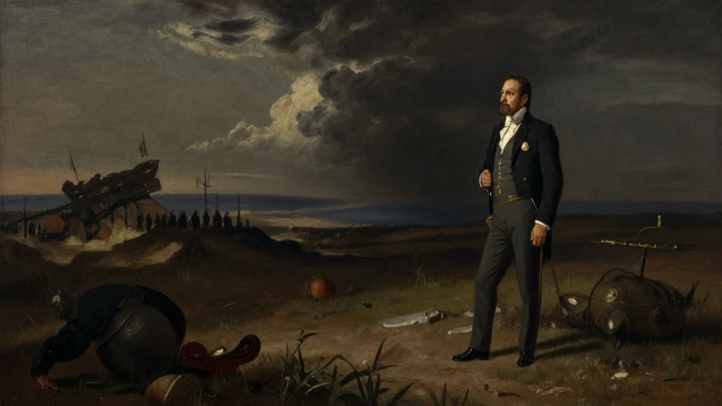 México independiente: Línea del tiempo de 1822 a 1867 7 Juárez retratado en batalla, dramático claroscuro