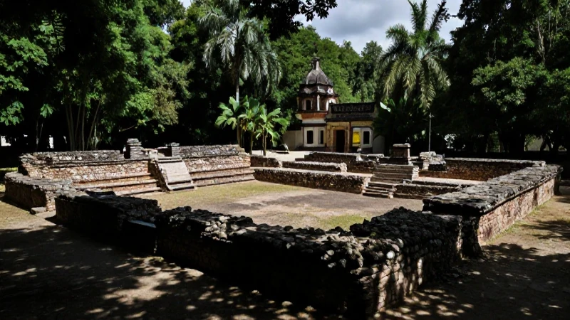 Ruinas aztecas y arquitectura colonial contrastan fuertemente