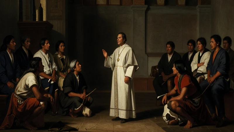 Pintura histórica dramática de indios e Hidalgo