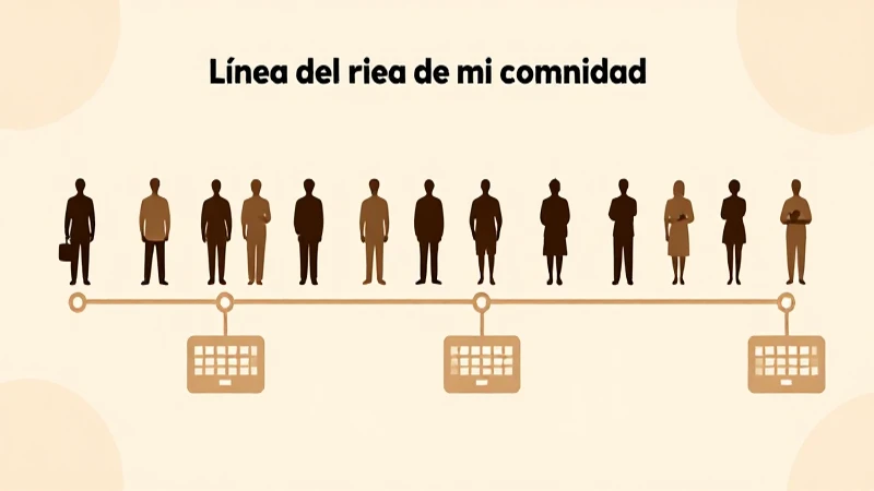 Línea del tiempo de mi comunidad: Ejemplos y evolución 4 Cronología comunitaria: figuras históricas e ilustración isométrica