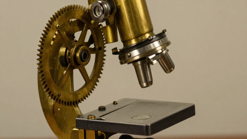 Microscopio antiguo de bronce, estilo victoriano