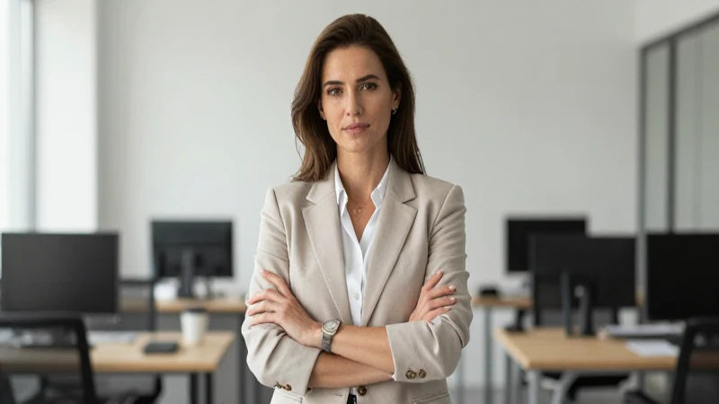 Líder femenina en ambiente moderno y luminoso
