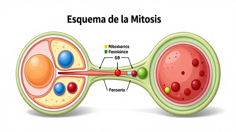 Esquema visual de la división celular, mitosis