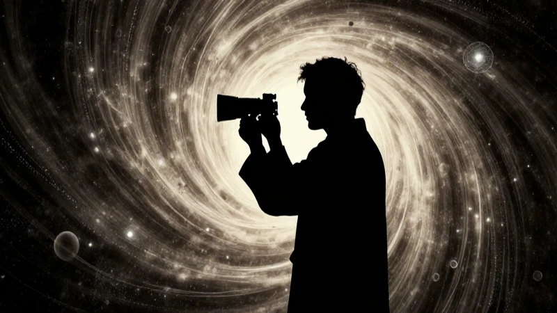 Silueta astronómica en remolino cósmico dramático