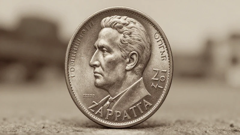 Moneda revolucionaria con retrato de Zapata