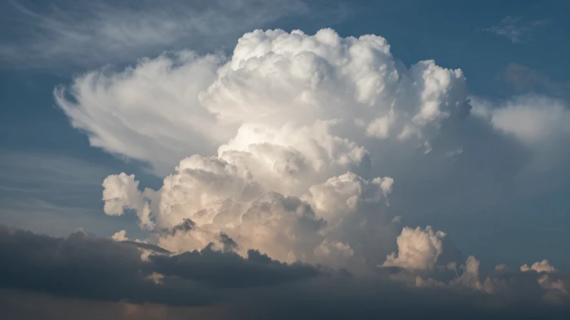 Nubes tormentosas, luz volumétrica y perspectiva atmosférica