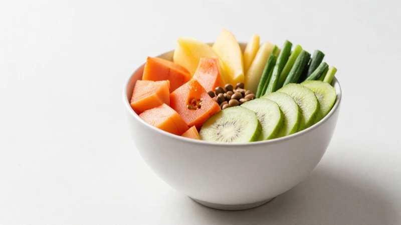 Esquema Nutrición: Una guía definitiva para una alimentación saludable 4 Fruta y verduras frescas en luz suave