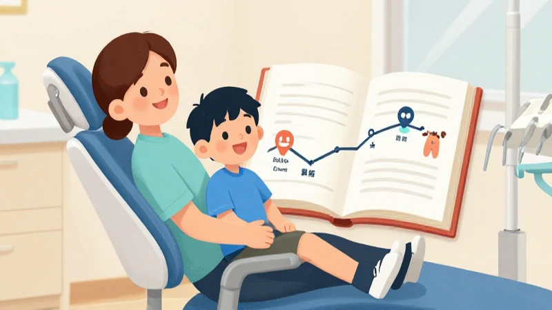 Odontología pediátrica: Línea del tiempo y libros esenciales 7 Odontología infantil con cálida ilustración simplificada