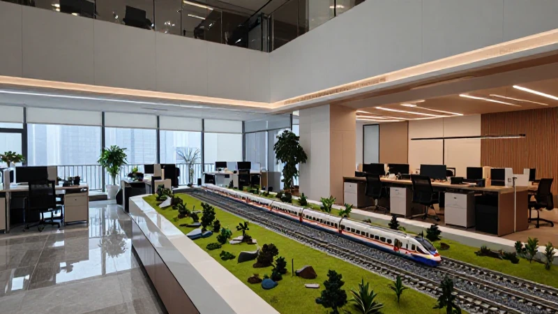 Cuál es la estructura organizativa simplificada de ADIF 6 Interior moderno con trenes bajo luz suave