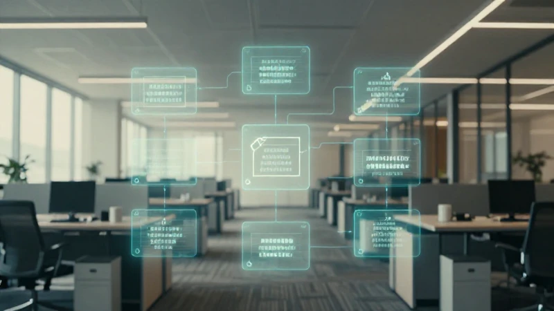 Oficina moderna con diagrama iluminado sutilmente