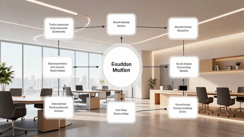 Oficina moderna con diagrama iluminado suavemente