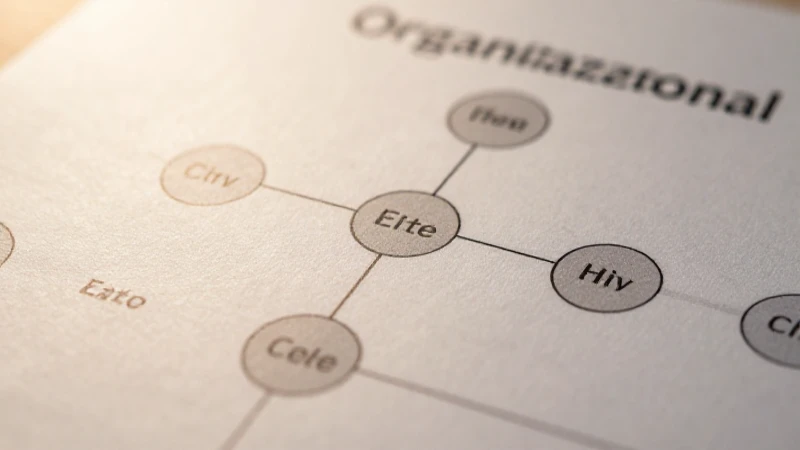 Organigrama profesional iluminado cálidamente en detalle