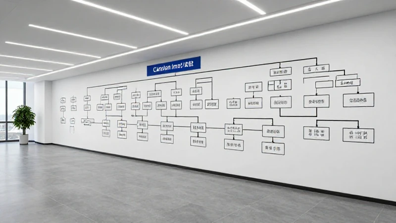 Oficina corporativa iluminada, con organigrama visual