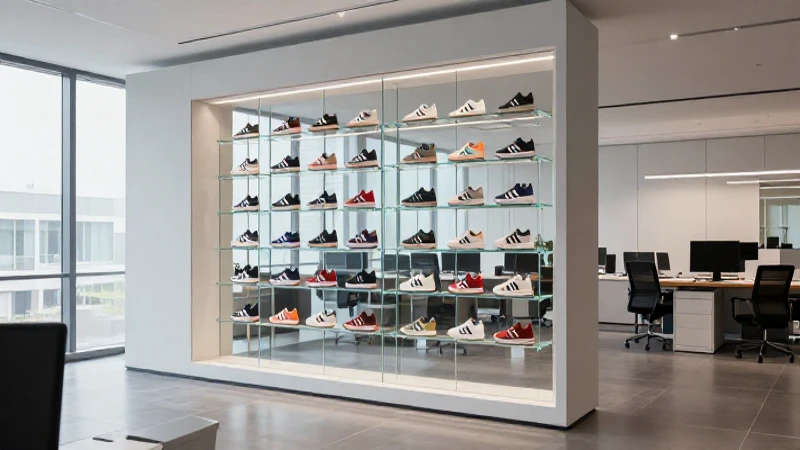 Espacio moderno con zapatillas Adidas visibles