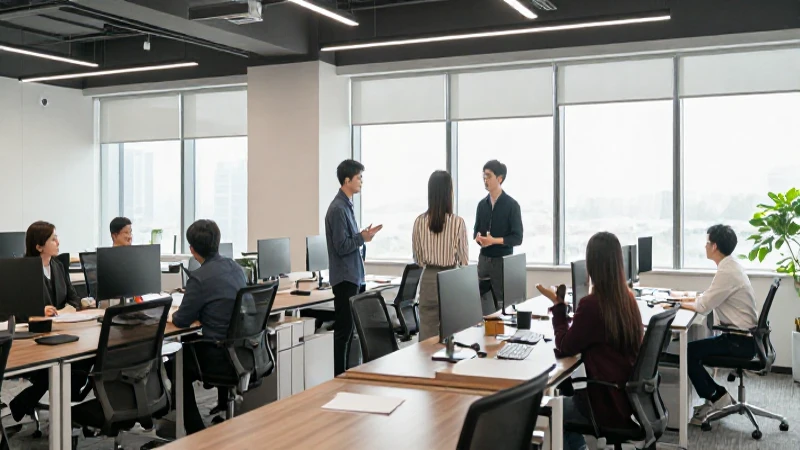 Oficina moderna con profesionales colaborando