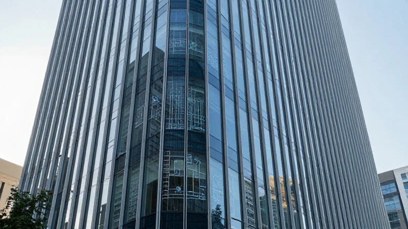 Edificio moderno con gráficos visibles