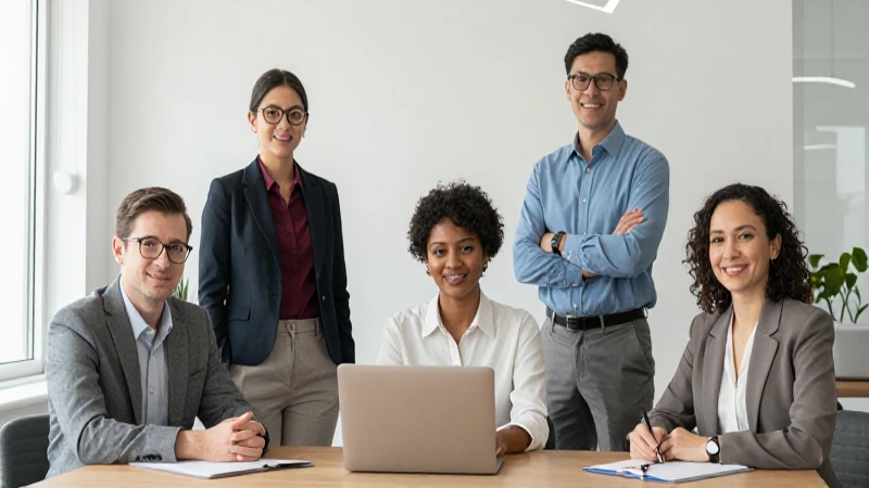 Equipo profesional en oficina moderna y luminosa