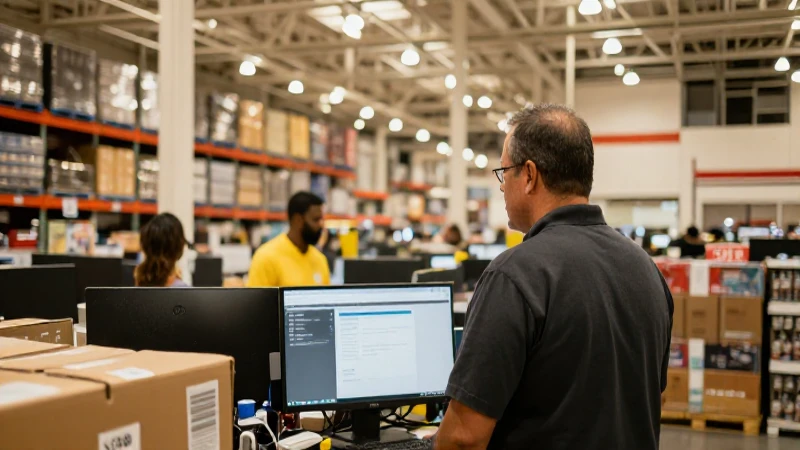 Organigrama de Costco: Estructura y Funcionamiento Eficaz 4 Interior de Costco, supervisión y luz cálida