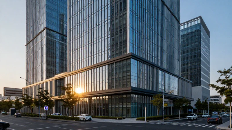 Oficina moderna con luz dramática del amanecer