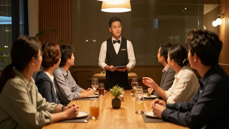 Reunión del restaurante bajo luz cinematográfica