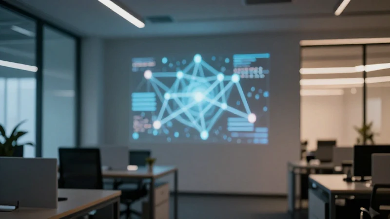Oficina moderna con proyección difusa y suave luz