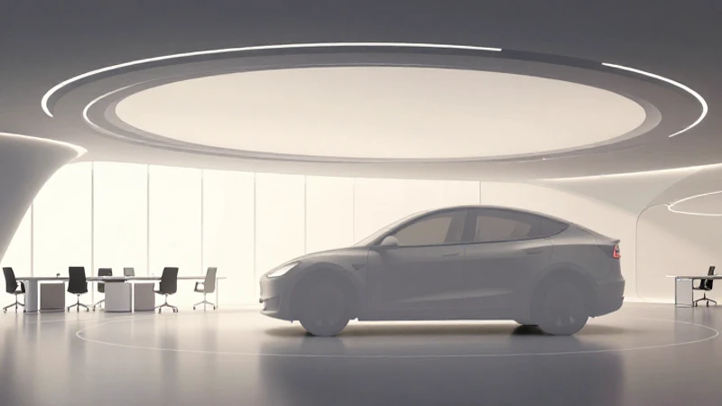 Cuál es el organigrama actual y las funciones clave de Tesla 8 Oficina futurista con silueta de Tesla iluminada