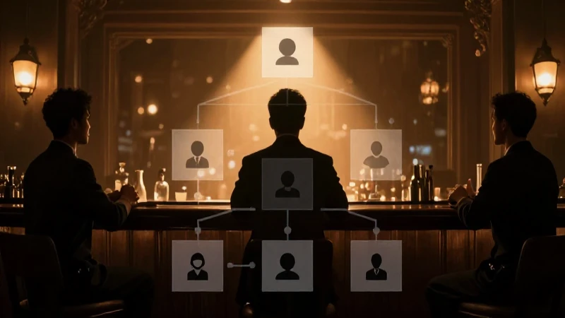 Silueta del personal con organigrama iluminado