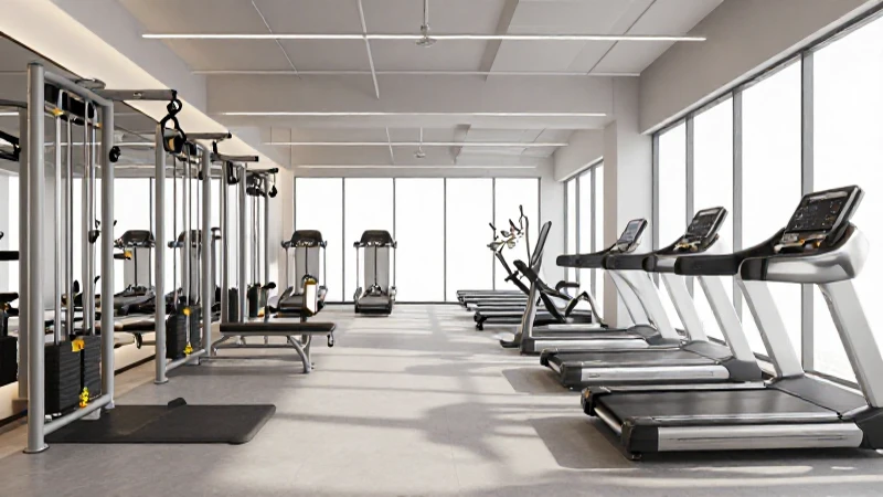 Gimnasio moderno y luminoso con equipos ordenados
