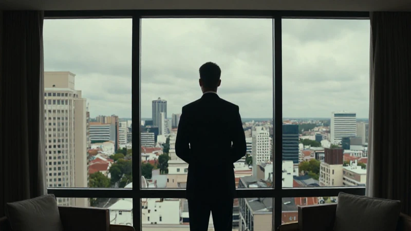 Gerente hotelero, vista panorámica con luz cinematográfica