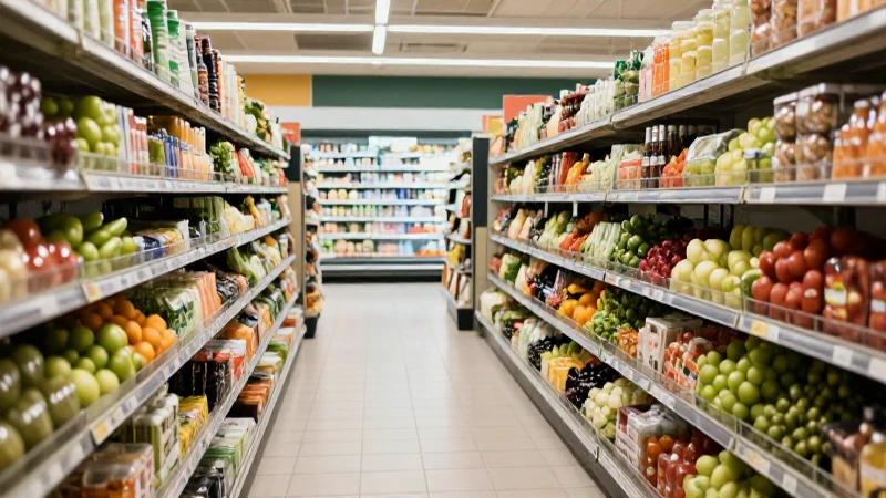 Supermercado limpio con productos frescos e iluminación
