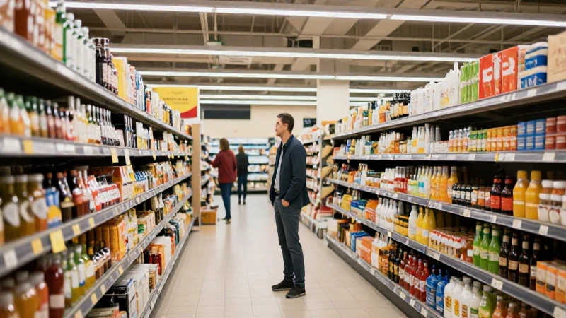 Supermercado interior con gestión observadora iluminada
