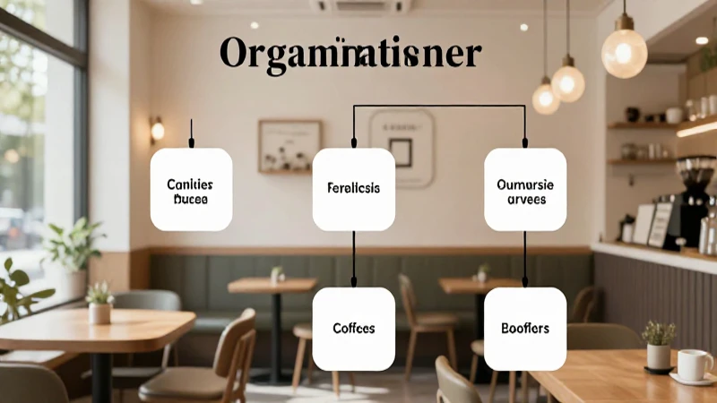 Cómo es el organigrama y funciones de una cafetería 3 Ilustración vectorial: café acogedor con organigrama