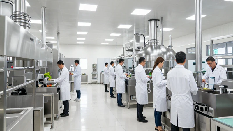 Fábrica moderna, equipo diverso, ambiente limpio