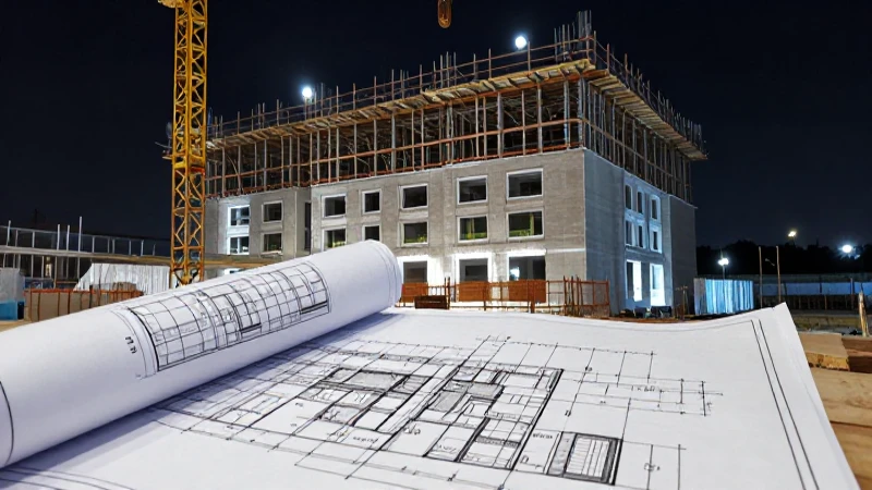 Construcción moderna con plano, luz dramática