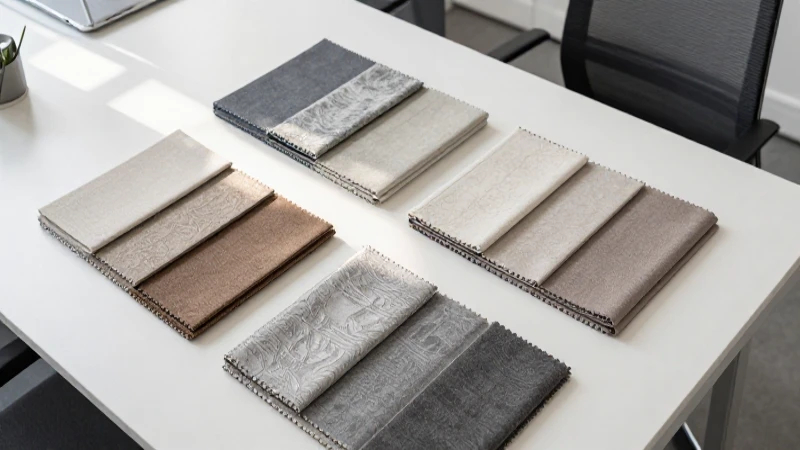 Diseño limpio con muestras textiles y luz natural