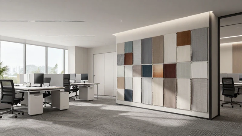 Espacio corporativo con textiles y luz suave