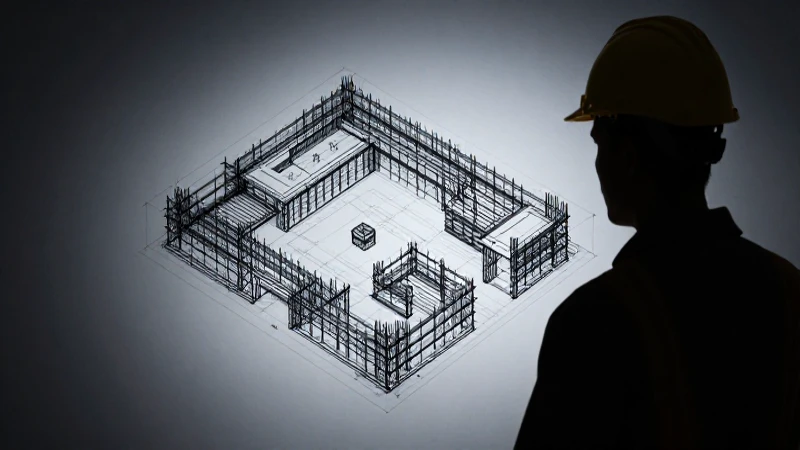 Planos arquitectónicos con obrero silueteado