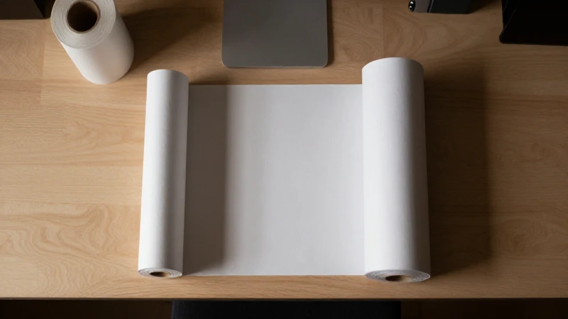 Rodillos de papel sobre escritorio iluminado