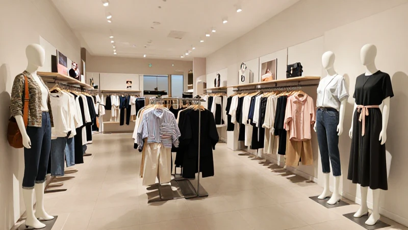 Tienda de ropa con maniquíes iluminados