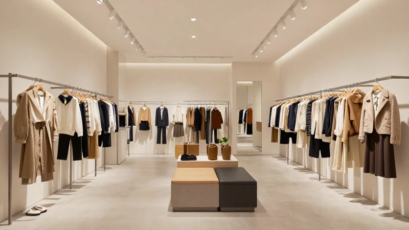 Tienda limpia con ropa e iluminación suave