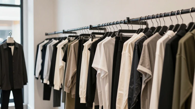 Tienda moderna con ropa e iluminación suave