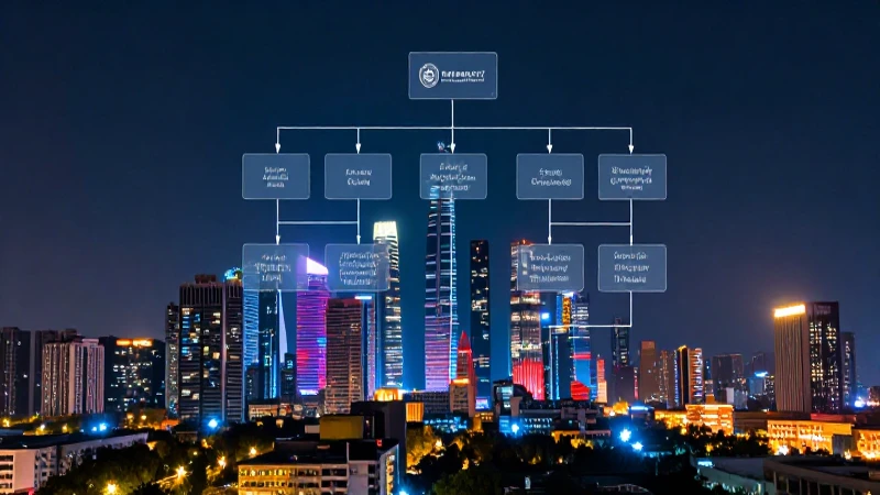 Ciudad futurista con jerarquía iluminada
