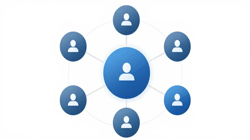 Esquema organizacional circular con estilo corporativo