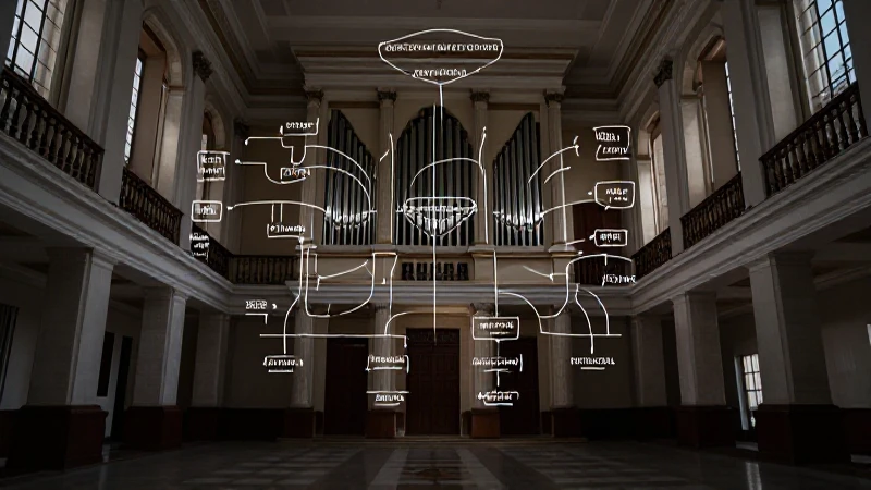 Interior judicial venezolano con diagrama iluminado