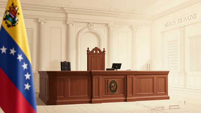 Organigrama del TSJ Venezuela: Estructura y Funciones Clave 9 Salón judicial con luz cálida y bandera venezolana