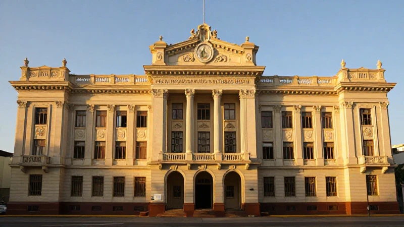 Organigrama del TSJ Venezuela: Estructura y Funciones Clave 16 Fachada dorada de tribunal, arquitectura simétrica